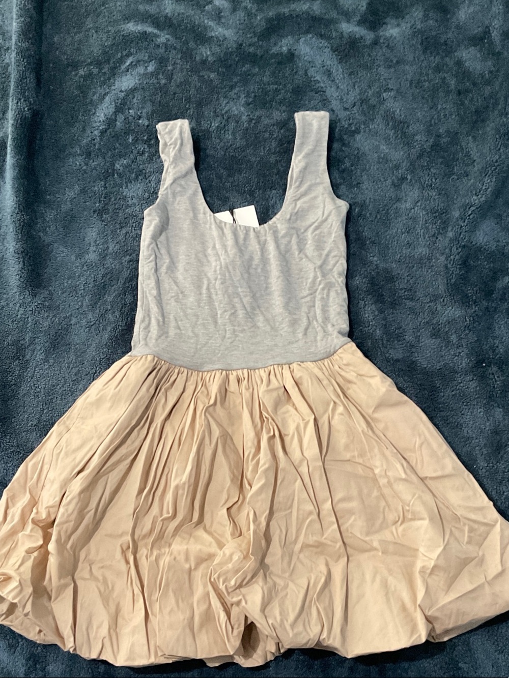 Sleeveless Gray & Blush Bubble Skirt Dress